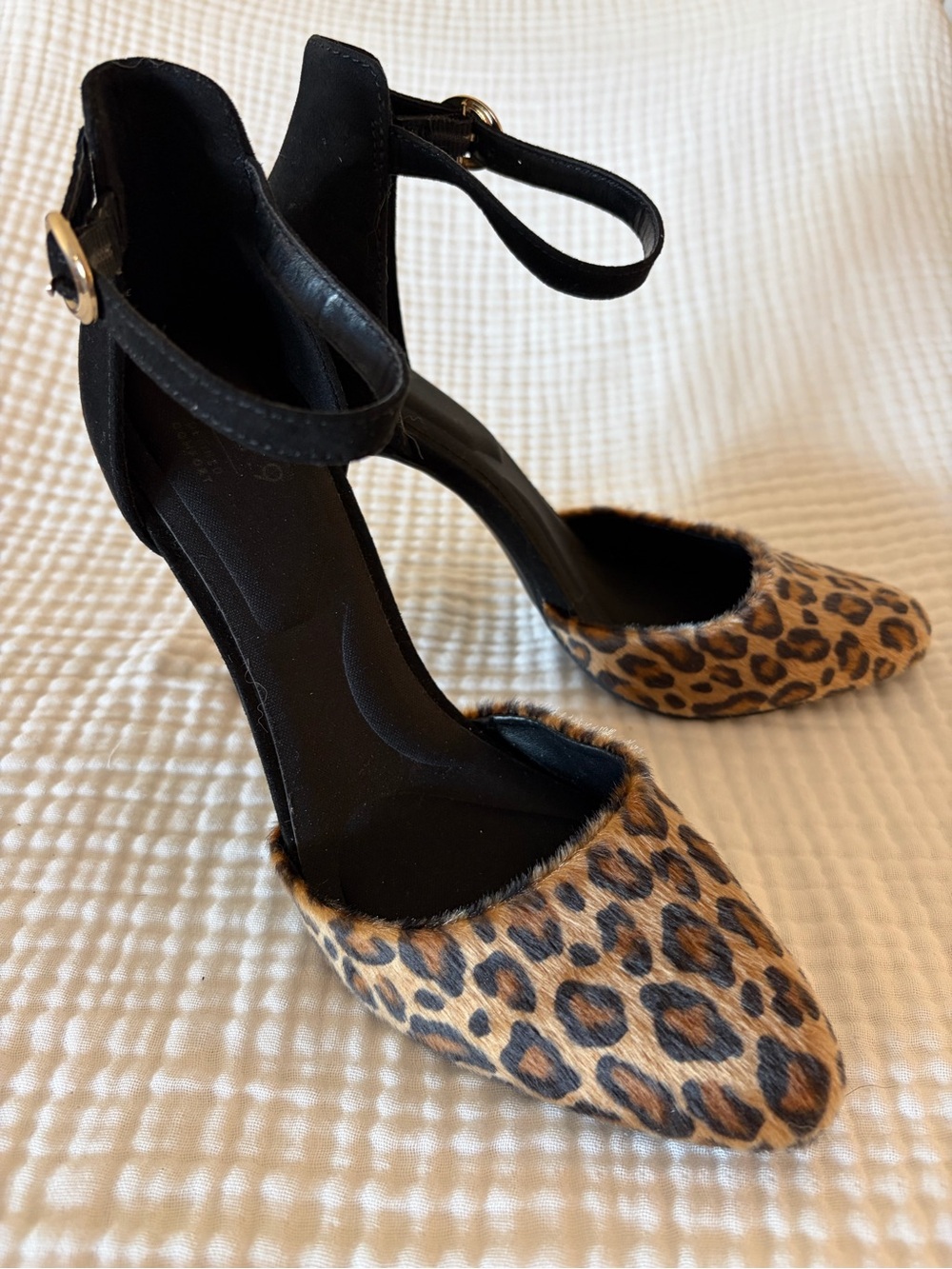 Apt 9 Leopard Print Ankle-Strap- Stilettos Black & Brown. Sz 9 like New